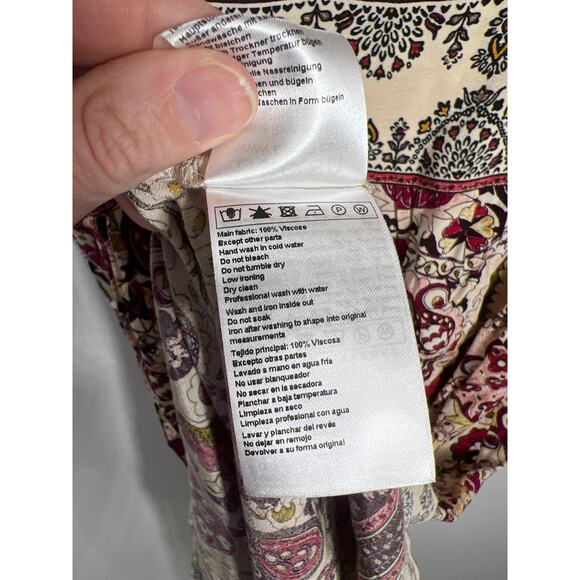 ba&sh Zael Paisley Floral Midi Lady Dress Ecru Boho Cottagecore Summer Spring - Picture 12 of 13